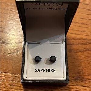 Sapphire Stud Earrings in 18k Gold over Sterling Silver